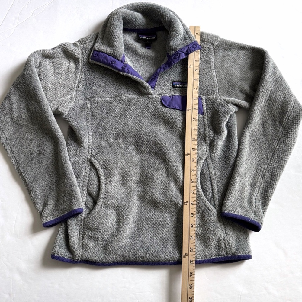 Patagonia Re-Tool Snap T Fleece Pullover Womens XS Gray Purple Sweater Pocket - Picture 9 of 15